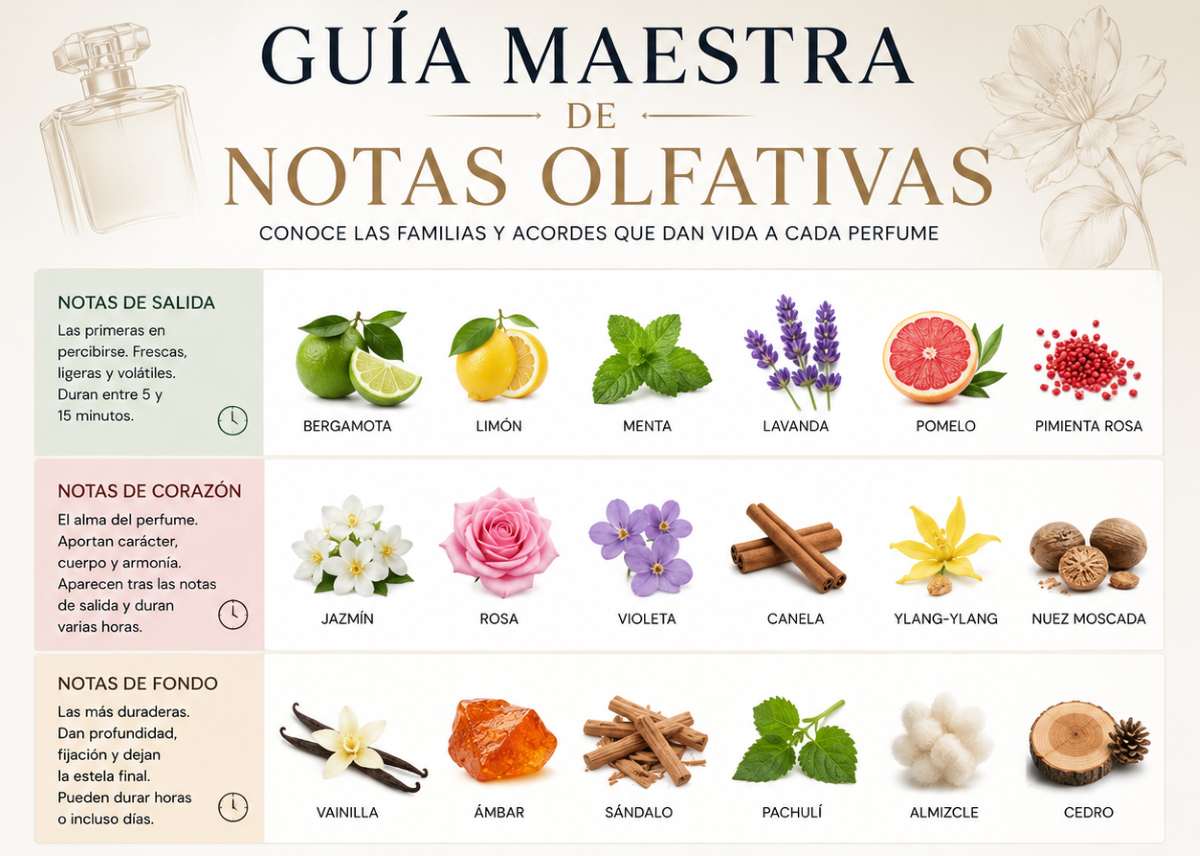 Guía maestra de notas olfativas: Qué son, cómo interpretarlas y el secreto de la pirámide sensorial
